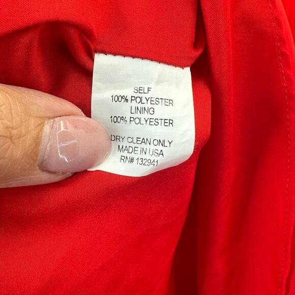 Amanda Uprichard Red Belted Mini Dress – Short Sleeve with Ruffle Hem Size Small - Picture 7 of 7